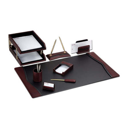 Burgundy Contemporary Leather 10-Piece Desk Set -  DACASSO, DF-7020